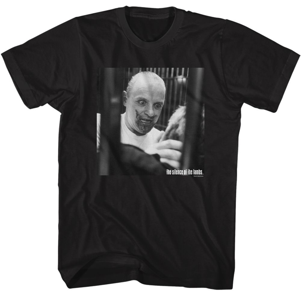 Black Silence of the Lambs t-shirt featuring a Silence of the Lambs Sol-Lecter Screenshot design