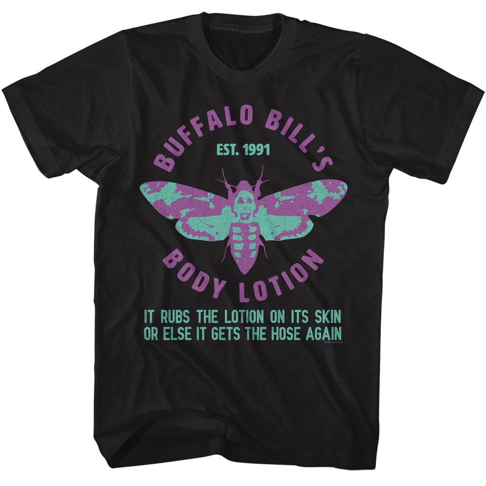 Black Silence of the Lambs t-shirt featuring a Silence of the Lambs Silence Body Lotion design