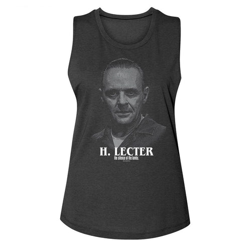Silence of the Lambs Ladies Muscle Tank - Silence H Lecter Portrait