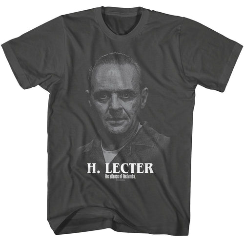 Smoke Gray Silence of the Lambs t-shirt featuring a Silence of the Lambs Silence H Lecter Portrait design
