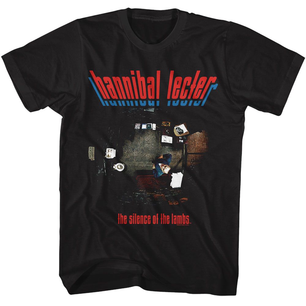 Black Silence of the Lambs t-shirt featuring a Silence of the Lambs Silence Hannibal Cell design