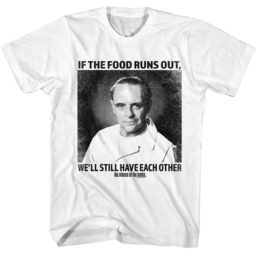 White Silence of the Lambs t-shirt featuring a Silence of the Lambs Sol Each Other design