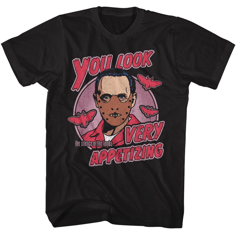 Black Silence of the Lambs t-shirt featuring a Silence of the Lambs Silence Very Appetizing design