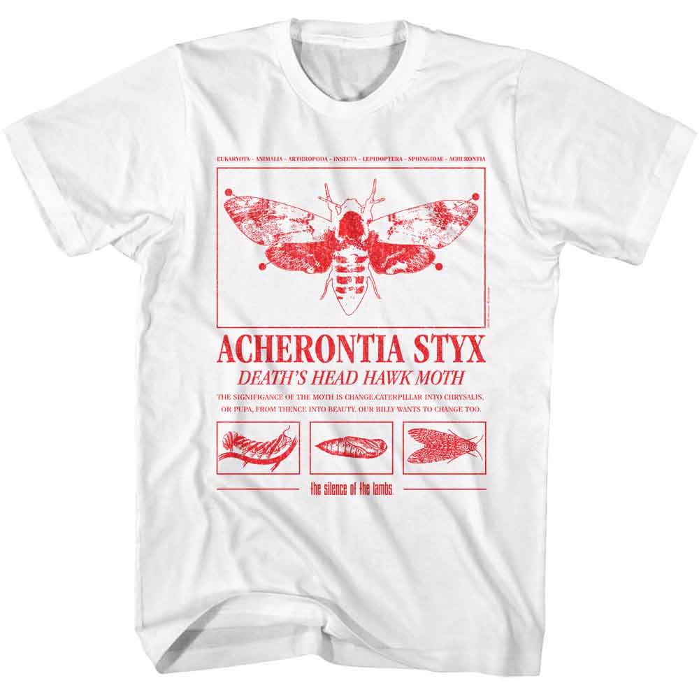 White Silence of the Lambs t-shirt featuring a Styx Metamorphosis design