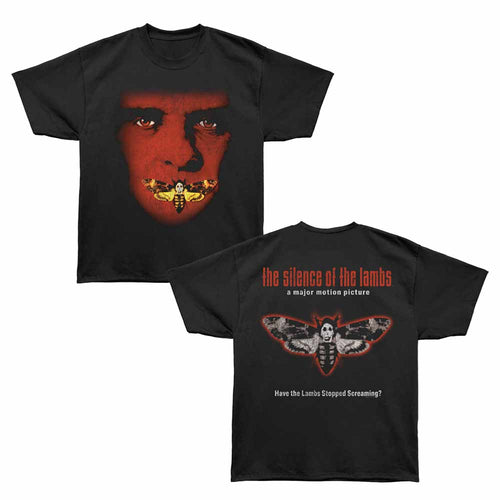 Black Silence of the Lambs t-shirt featuring a Silence of the Lambs Sol Face W Moth F B design