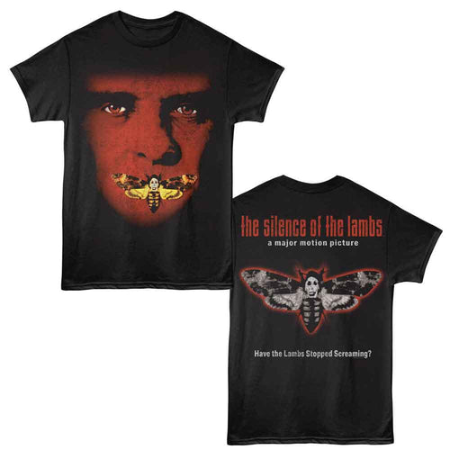 Black Silence of the Lambs t-shirt featuring a Silence of the Lambs Sol Face W Moth F B design