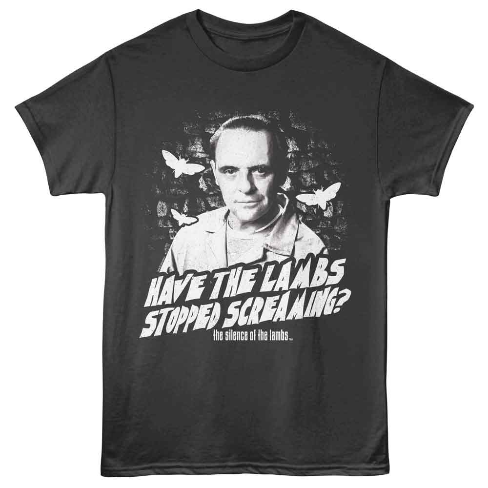 Smoke Gray Silence of the Lambs t-shirt featuring a Silence of the Lambs Sol Moths and Stopped Screaming Quote design