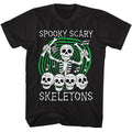 Black Spooky Scary Skeletons t-shirt featuring a Skull Drummer design