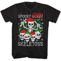 Black Spooky Scary Skeletons t-shirt featuring a Merry Skeletons Christmas design