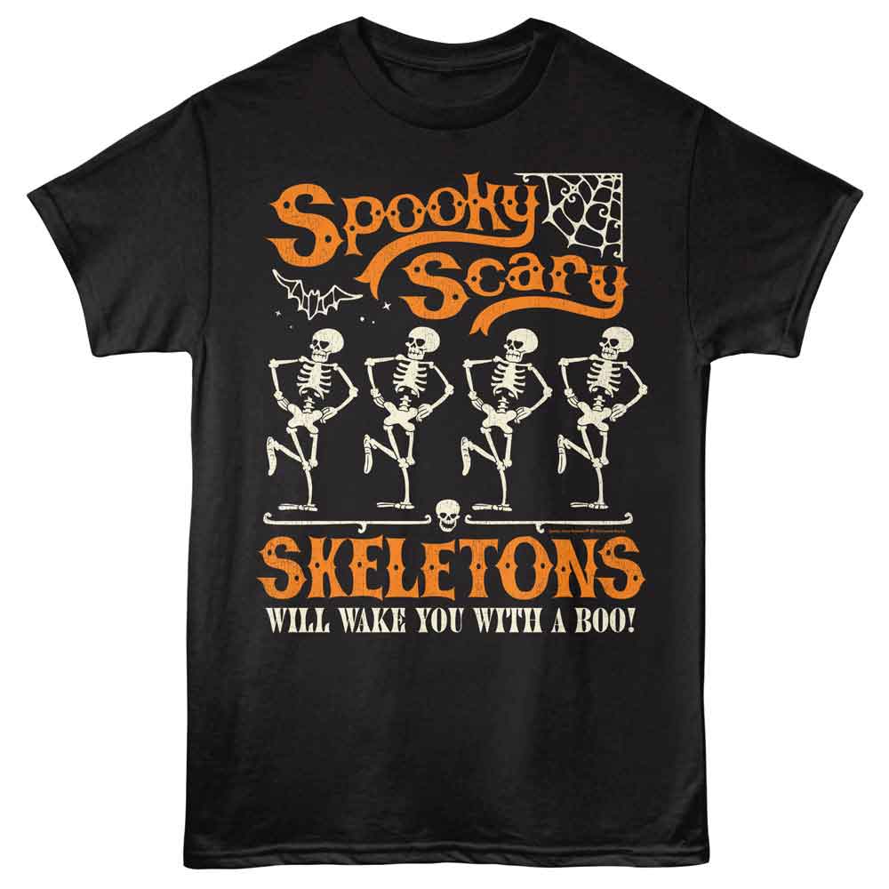 Black Spooky Scary Skeletons t-shirt featuring a Funky Decorative Skeletons design