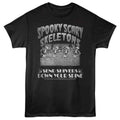 Black Spooky Scary Skeletons t-shirt featuring an Old Film Quartet Skeletons design