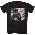 Black Stevie Ray Vaughan t-shirt featuring a Texas Flood design