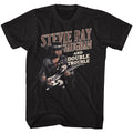 Black Stevie Ray Vaughan t-shirt featuring a Double Trouble design
