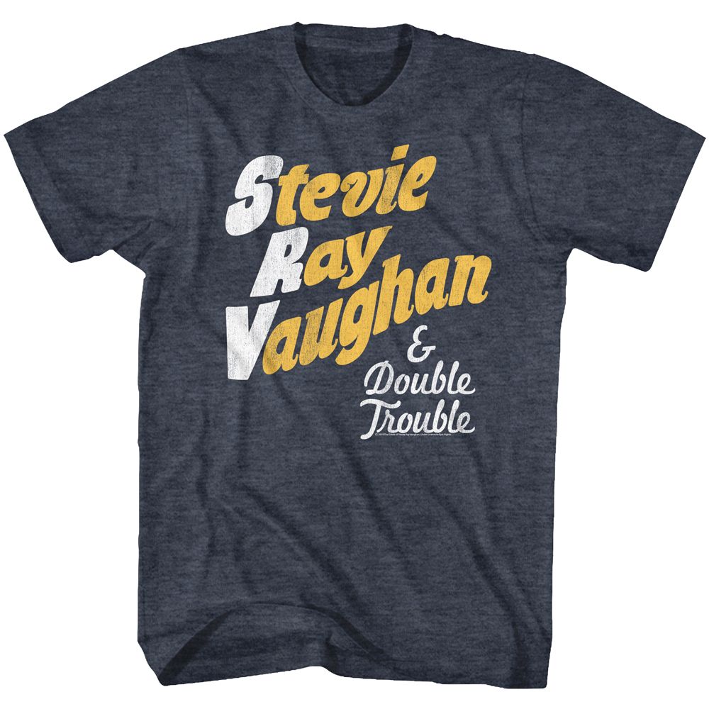Navy Heather Stevie Ray Vaughan t-shirt featuring a Notes design