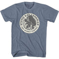 Indigo Heather Stevie Ray Vaughan t-shirt featuring an SRV Badge design