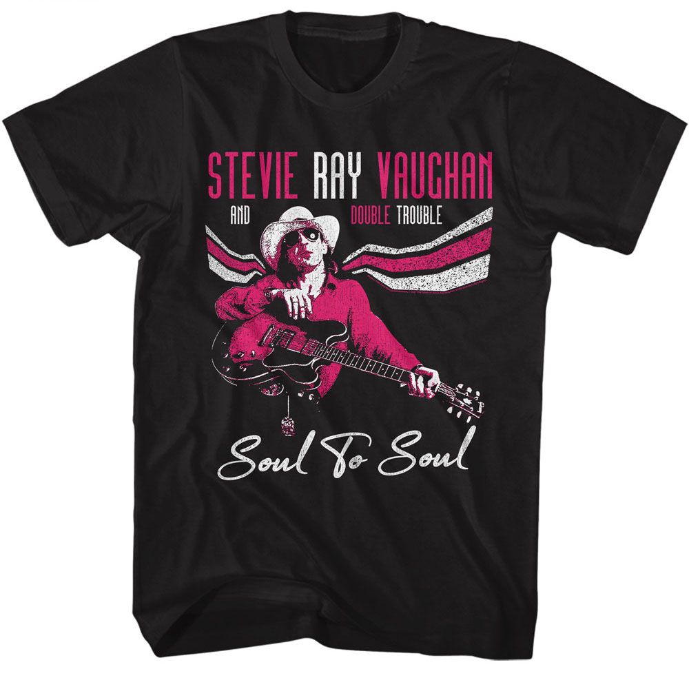 Black Stevie Ray Vaughan t-shirt featuring a Soul to Soul design
