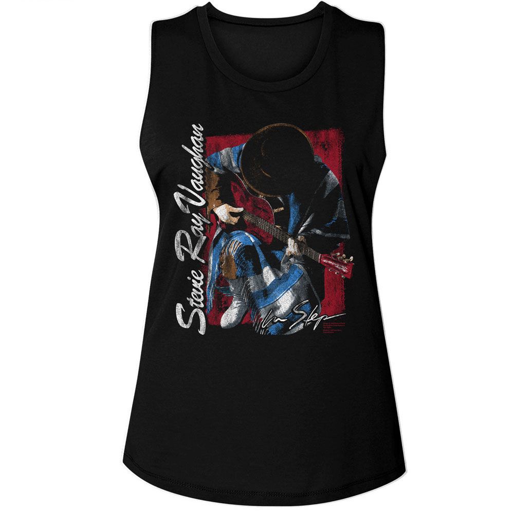 Stevie Ray Vaughan Ladies Muscle Tank - Kneeling