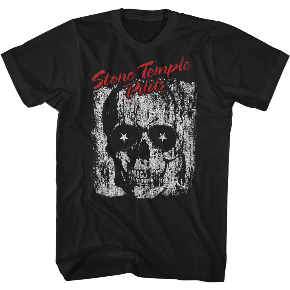 Black Stone Temple Pilots t-shirt featuring a skull with sunglasses design