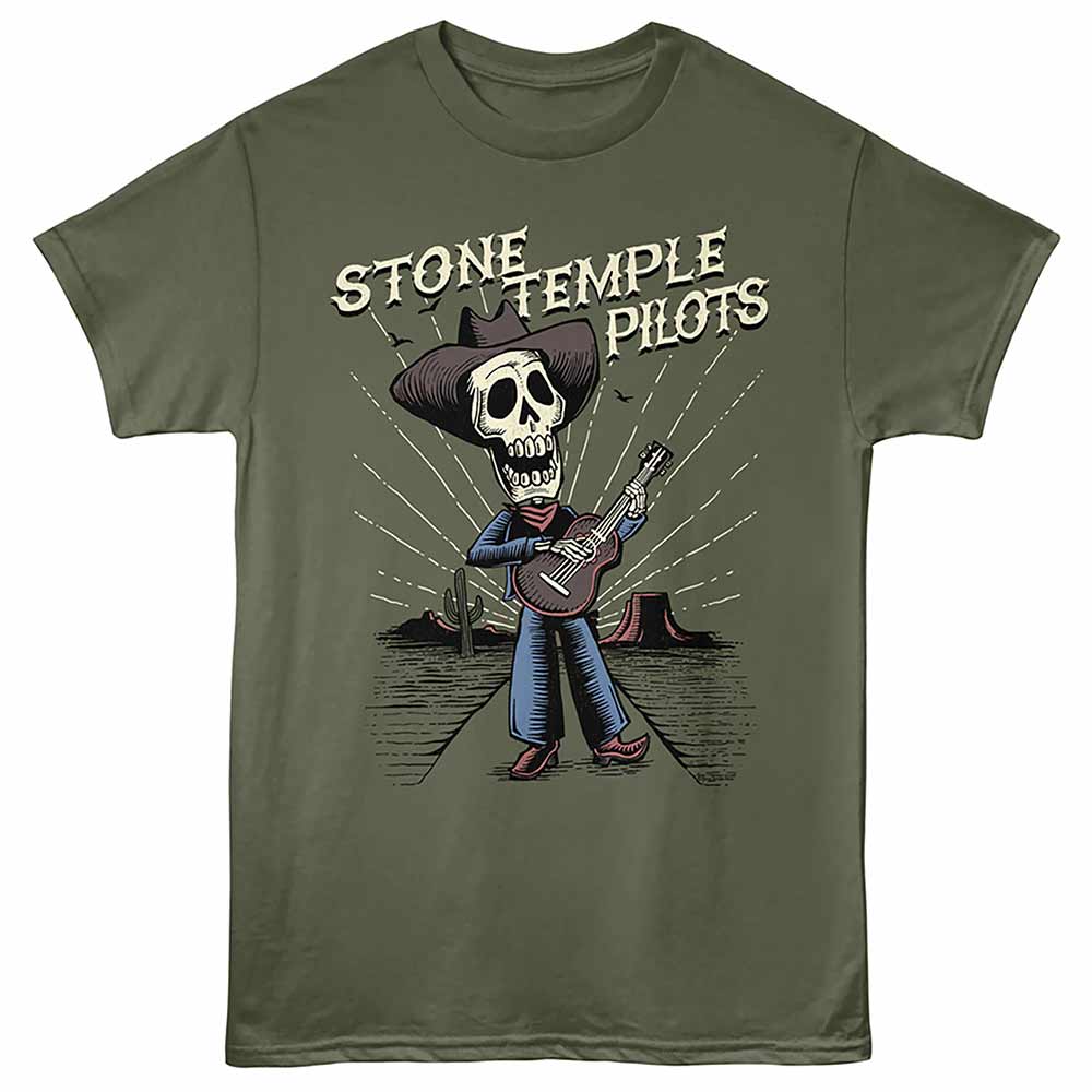 Military Green Stone Temple Pilots t-shirt featuring an STP Dead of the Day design