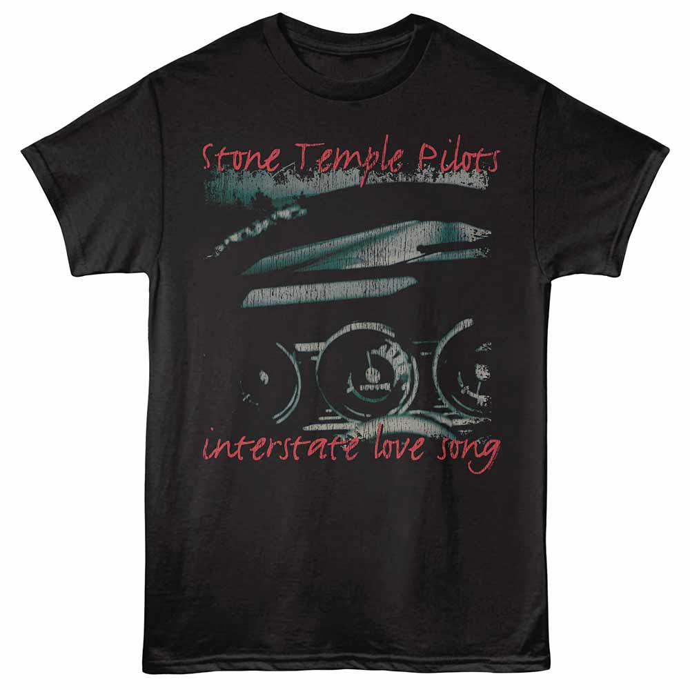 Black Stone Temple Pilots t-shirt featuring a Love Song Red and Teal design
