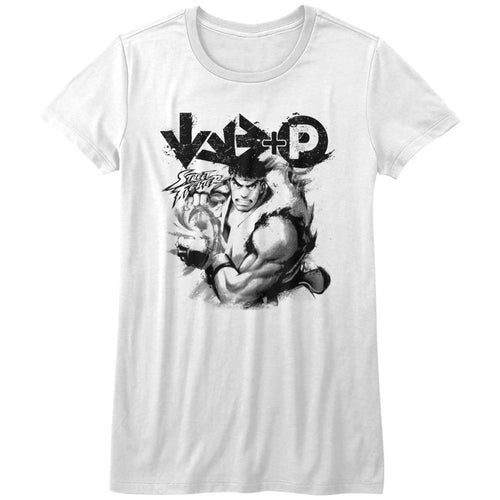 Street Fighter Ladies T-Shirt - Hadoken - White