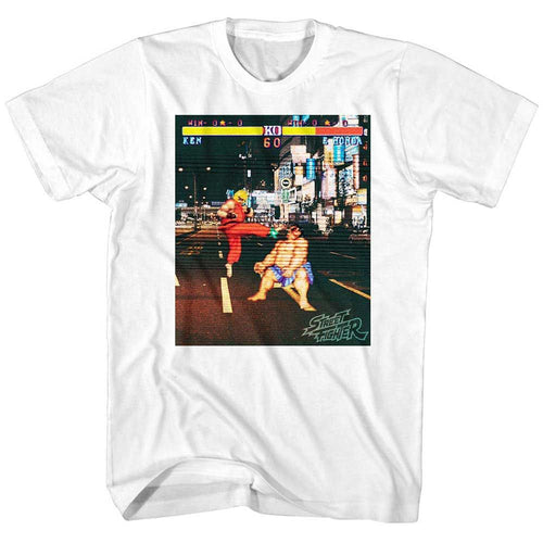 White Street Fighter t-shirt featuring a Street Fighter Real Street Fighter design
