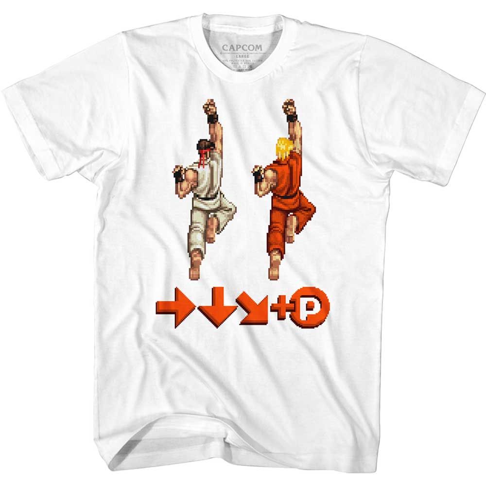 White Street Fighter t-shirt featuring a Street Fighter Sprite Punch design