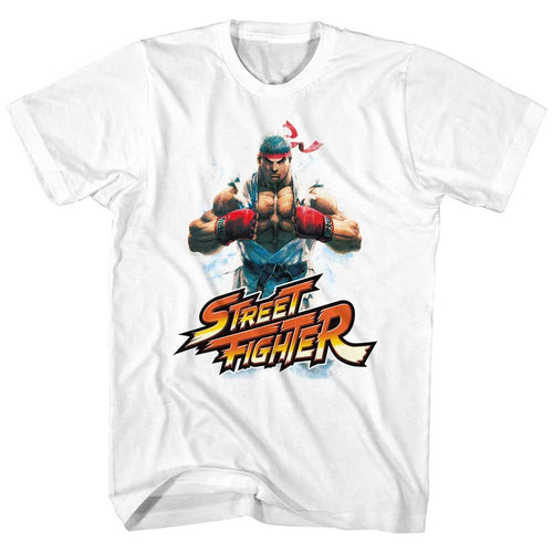 White Street Fighter t-shirt featuring a Ryu design