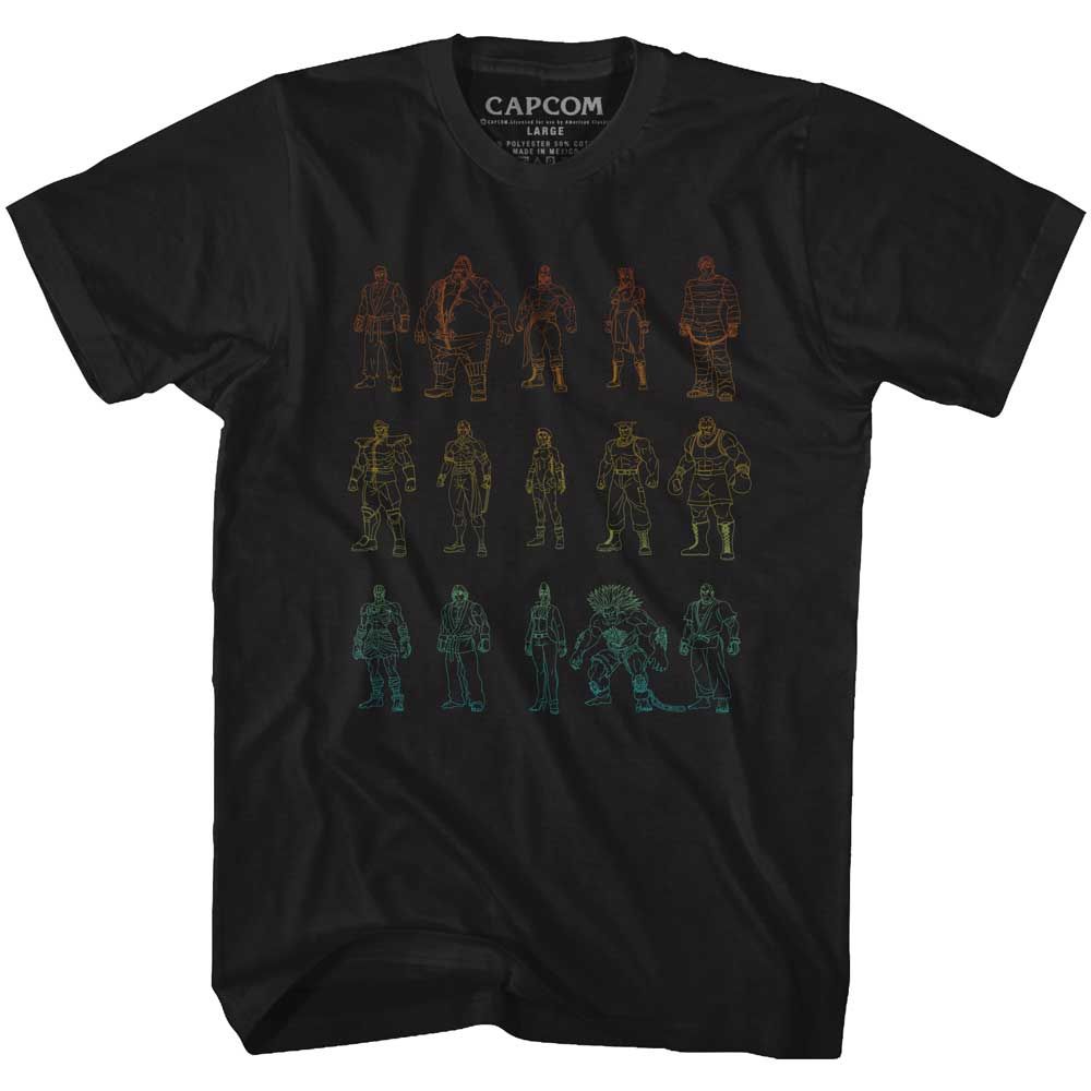 Black Street Fighter t-shirt featuring a Street Fighter Outlines design