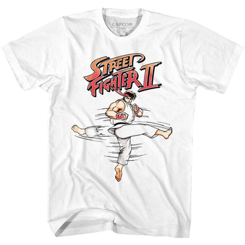 White Street Fighter t-shirt featuring a Street Fighter Roundhouse design