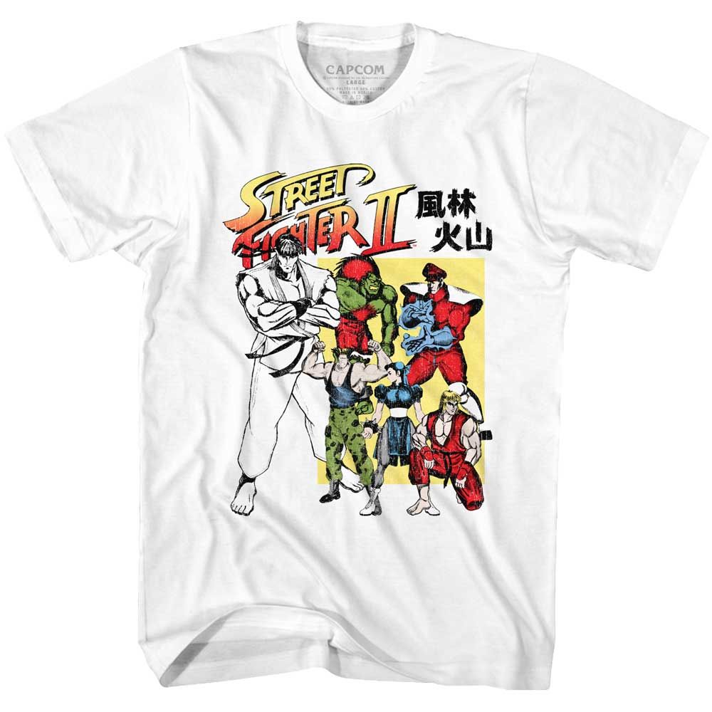 White Street Fighter t-shirt featuring a Street Fighter Sf2 design