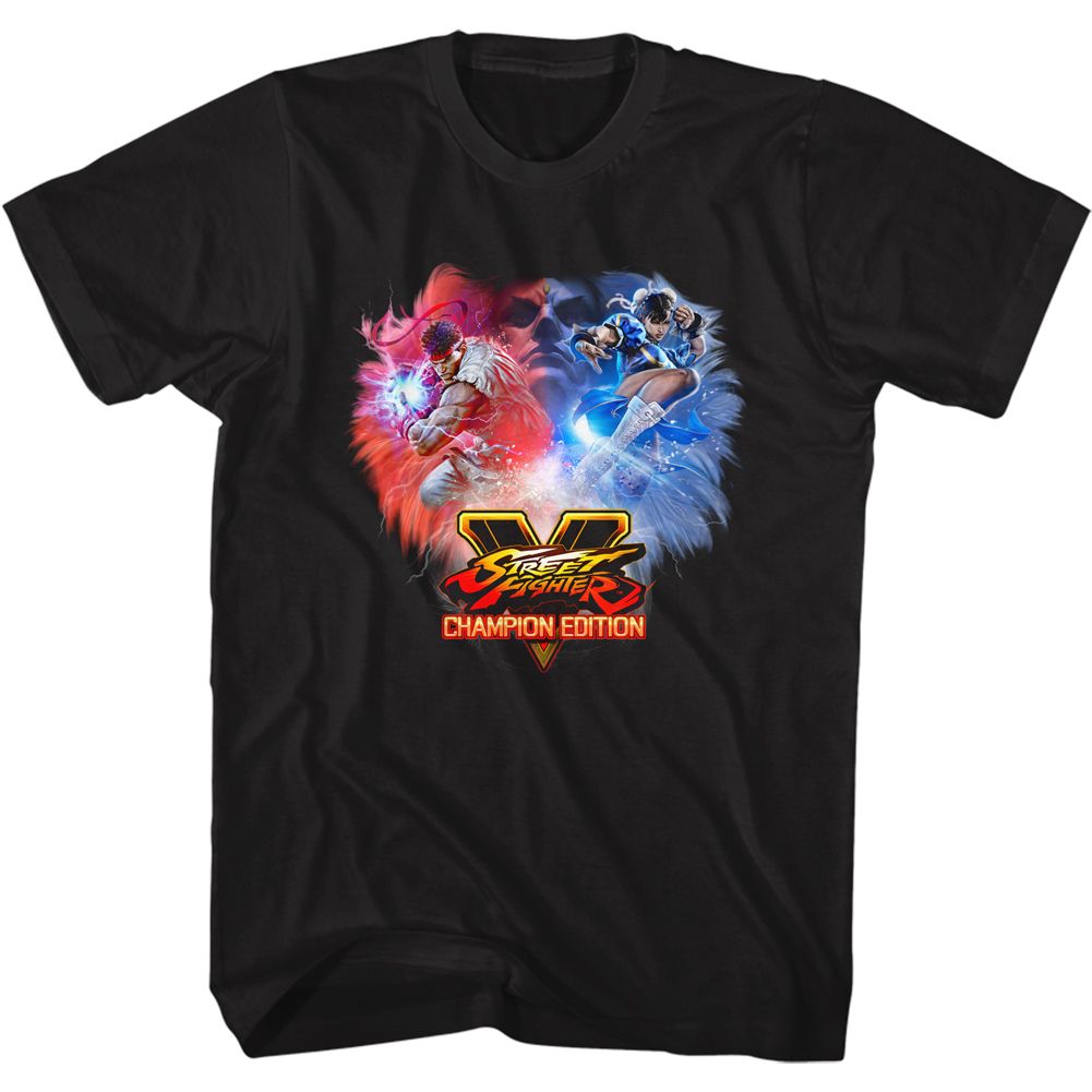 Black Street Fighter t-shirt featuring a Street Fighter Champion design