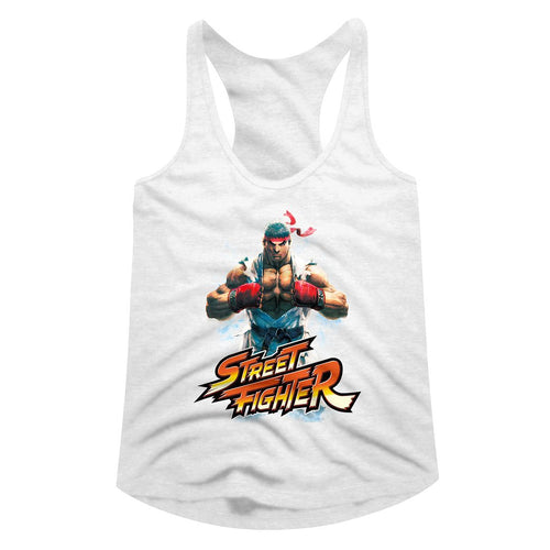 Street Fighter Ladies Racerback - Ryu - White Design