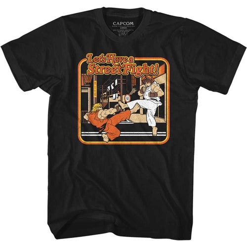 Black Street Fighter t-shirt featuring a Street Fighter Storybook Style design