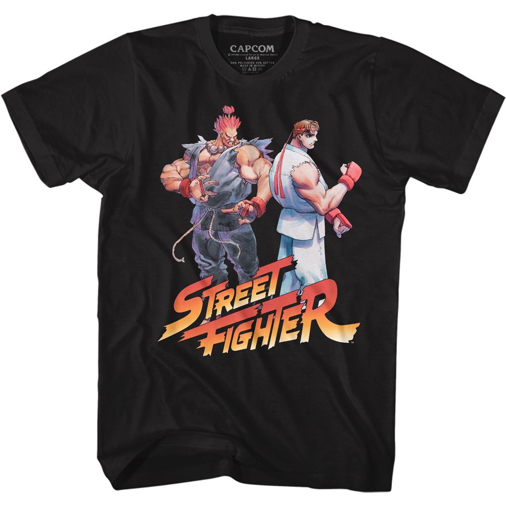 Black Street Fighter t-shirt featuring a Street Fighter Aku Ryu Logo design