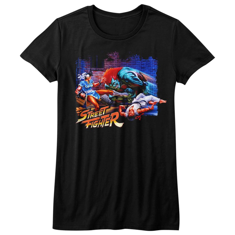 Street Fighter Ladies T-Shirt - Alley Fight