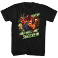 Black Street Fighter t-shirt featuring a Street Fighter Never Succeed design