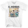 White Street Fighter t-shirt featuring a Street Fighter E. Honda Slaps design