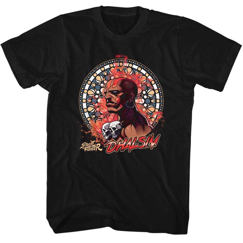 Black Street Fighter t-shirt featuring a Dhalsim design