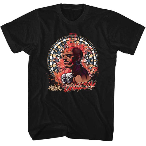 Black Street Fighter t-shirt featuring a Dhalsim design