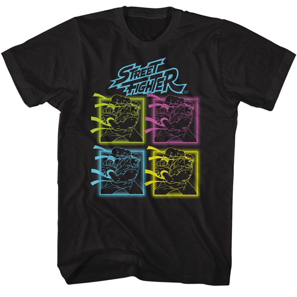 Black Street Fighter t-shirt featuring a Street Fighter Street Fighter Neon Hadoken design