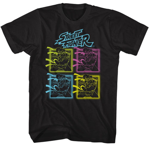 Black Street Fighter t-shirt featuring a Street Fighter Street Fighter Neon Hadoken design