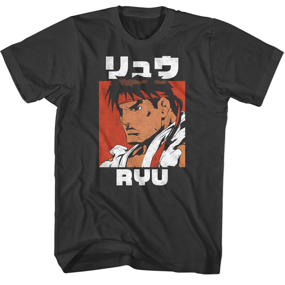 Smoke Gray Street Fighter t-shirt featuring a Street Fighter Street Fighter Ryu Kanji design