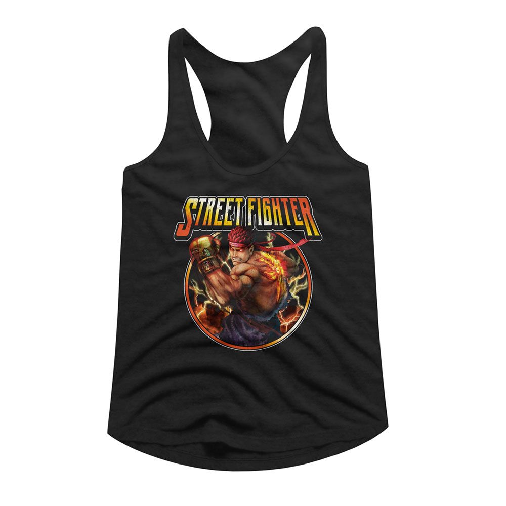 Street Fighter Ladies Racerback - Street Fighter Lightning Ryu