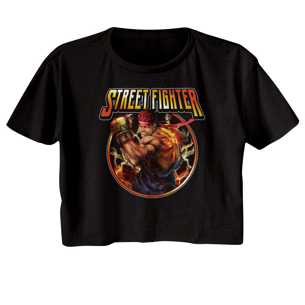 Street Fighter Ladies Crop Top - Street Fighter Lightning Ryu