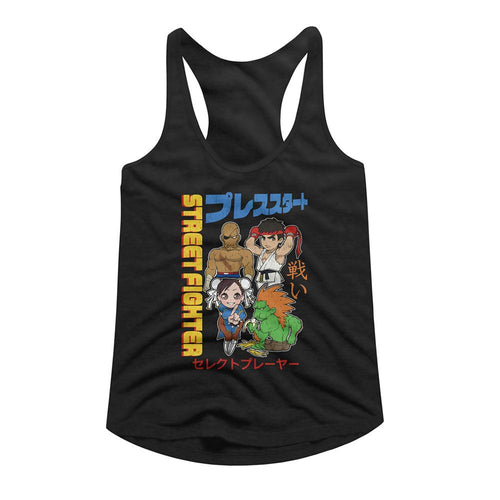 Street Fighter Ladies Racerback - Street Fighter Chibi with Kanji