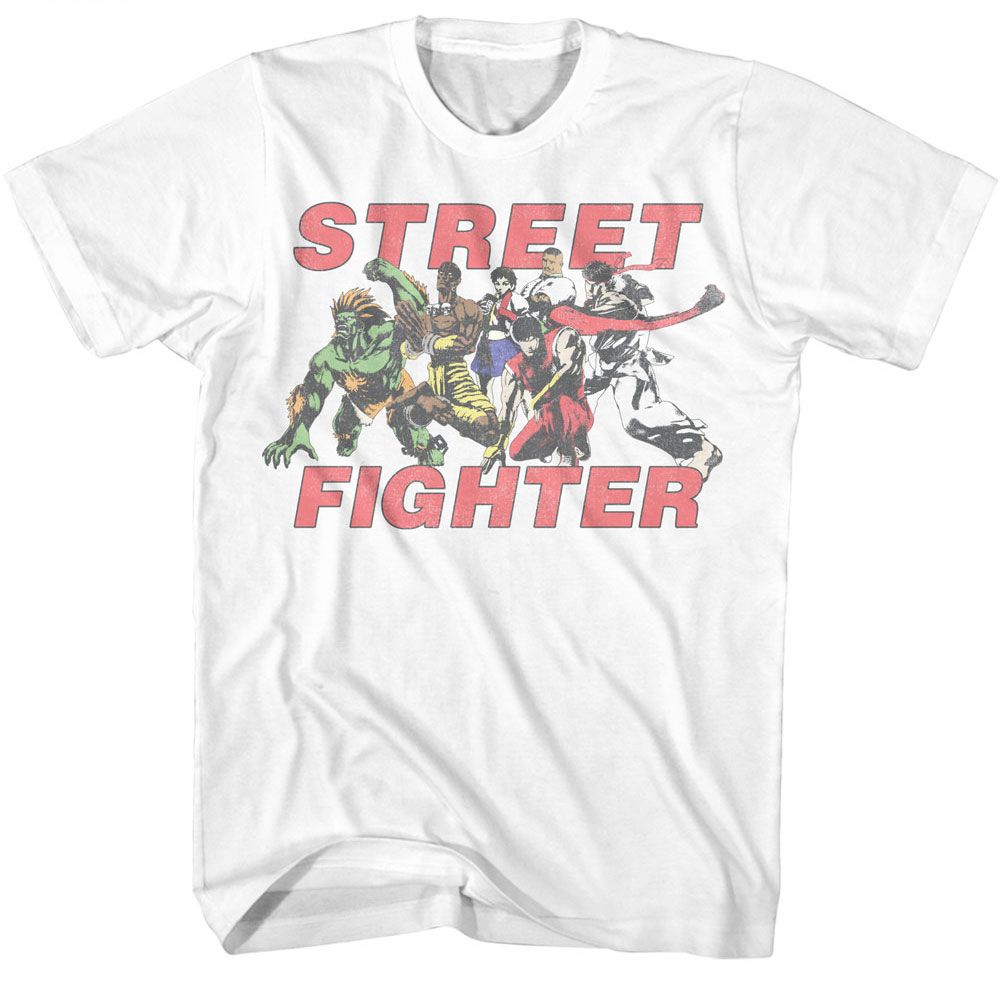 White Street Fighter t-shirt featuring a Street Fighter Street Fighter Fight Group Vintage design