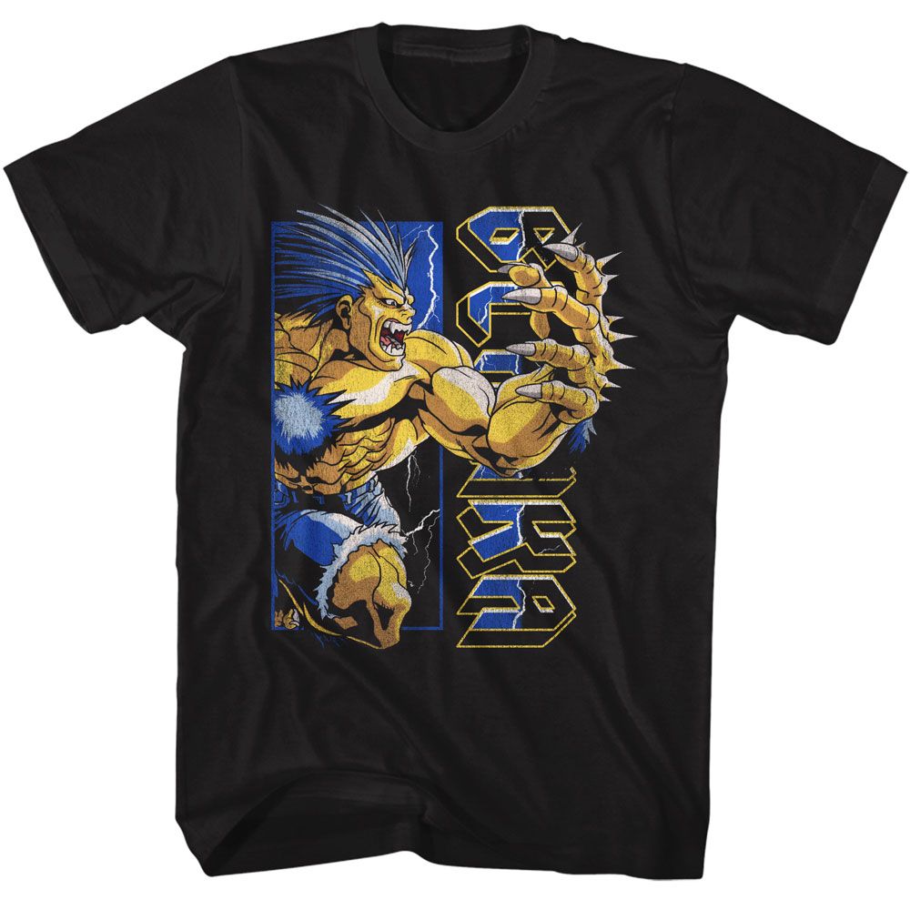 Black Street Fighter t-shirt featuring a Street Fighter Street Fighter 90s Style Blanka design