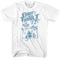 White Street Fighter t-shirt featuring a Street Fighter Street Fighter Ryu Ken and Chun Li Box design