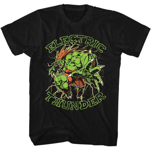 Black Street Fighter t-shirt featuring a Street Fighter Electric Thunder design